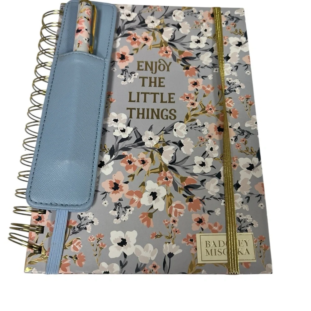 Badgley Mischka Blue Floral Notebook with Gold Accents